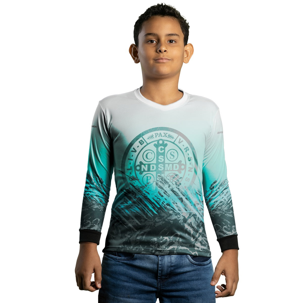 Camisa Infantil Agro Brk São Bento Ciano Claro com Proteção Solar UV50+ - Brk Agro