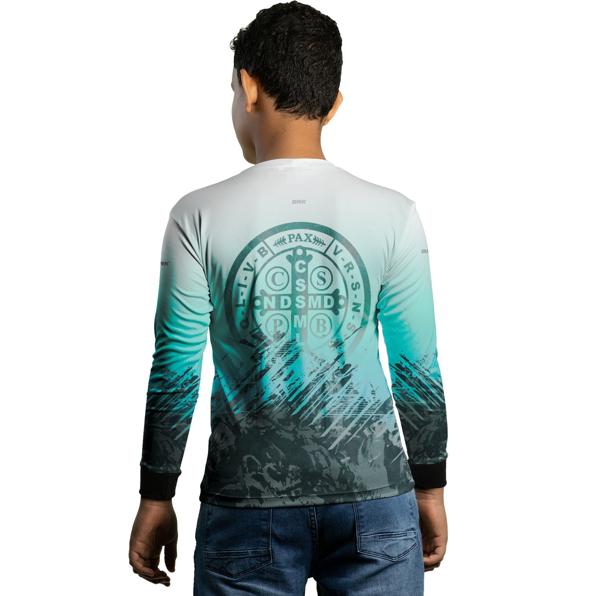 Camisa Infantil Agro Brk São Bento Ciano Claro com Proteção Solar UV50+ - Brk Agro