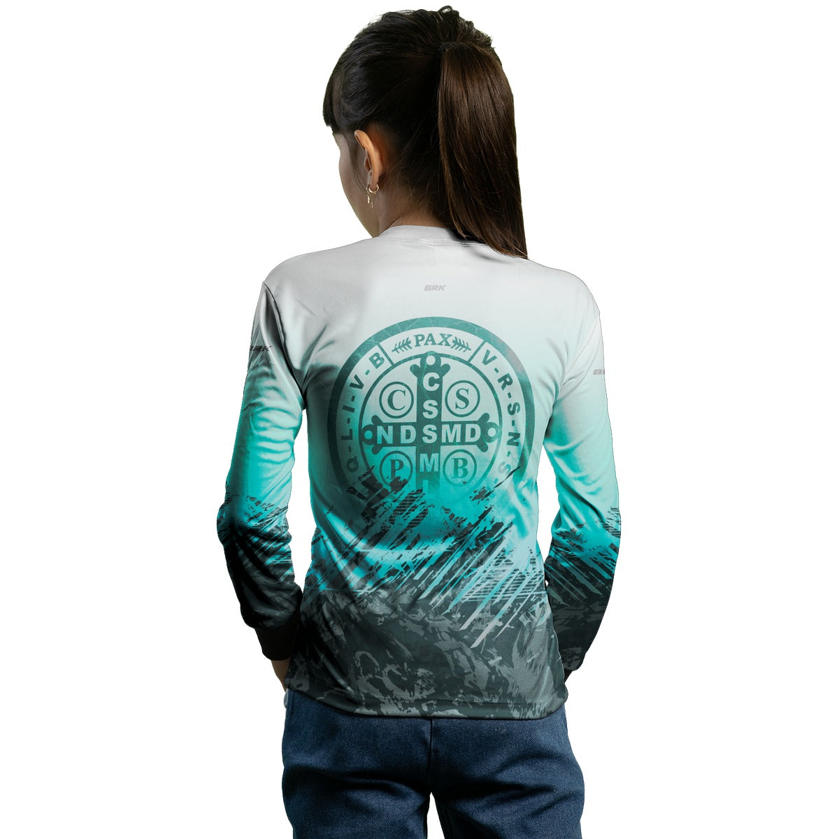 Camisa Infantil Agro Brk São Bento Ciano Claro com Proteção Solar UV50+ - Brk Agro