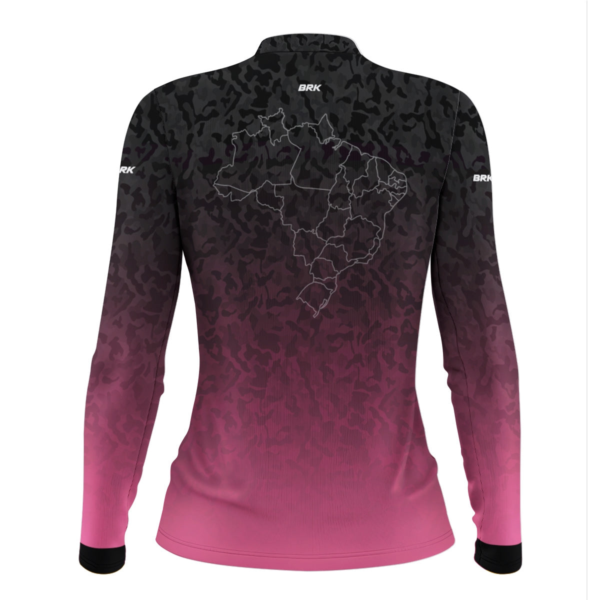 Camisa Feminina Agro Brk Camuflado Preto e Rosa Bandeira do Brasil com Proteção Solar UV50+ - Brk Agro