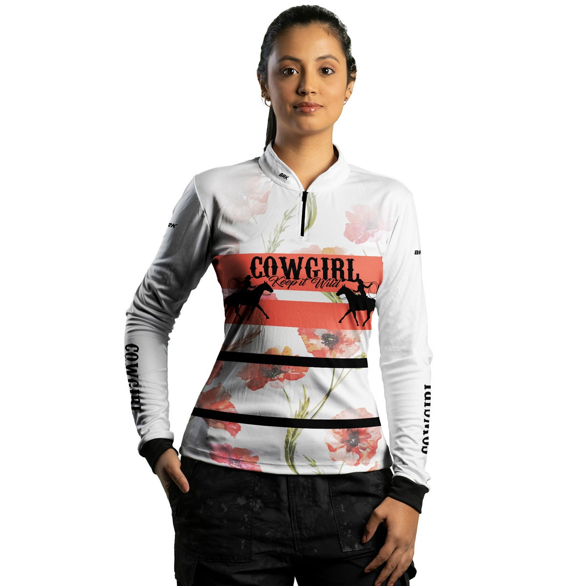 Camisa Feminina Agro Brk Cowgirl Branca com Proteção Solar UV50+ - Brk Agro