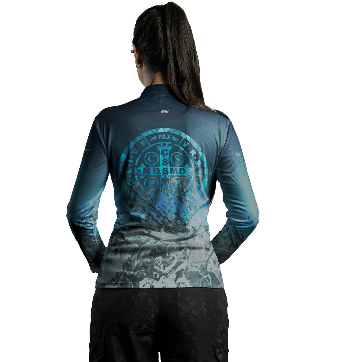 Camisa Feminina Agro Brk São Bento Ciano Escuro com Proteção Solar UV50+ - Brk Agro
