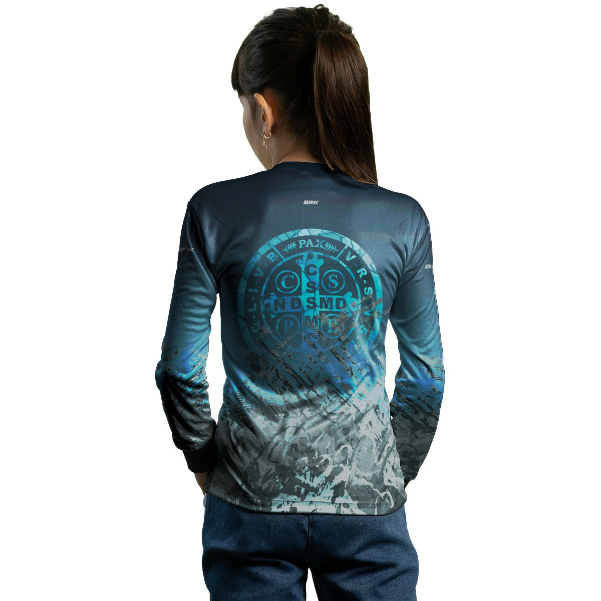 Camisa Infantil Agro Brk São Bento Ciano Escuro com Proteção Solar UV50+ - Brk Agro