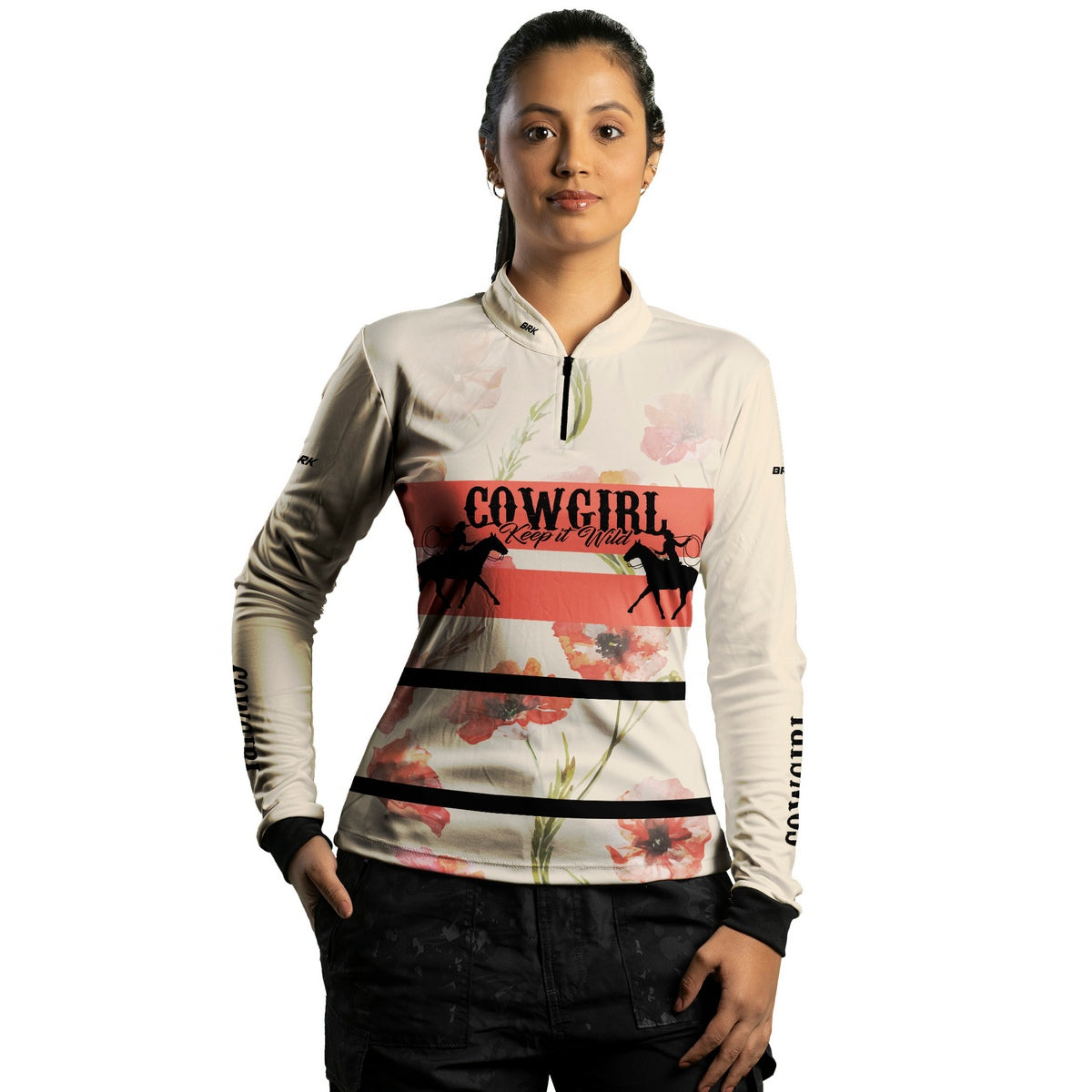 Camisa Feminina Agro Brk Cowgirl Bege com Proteção Solar UV50+ - Brk Agro
