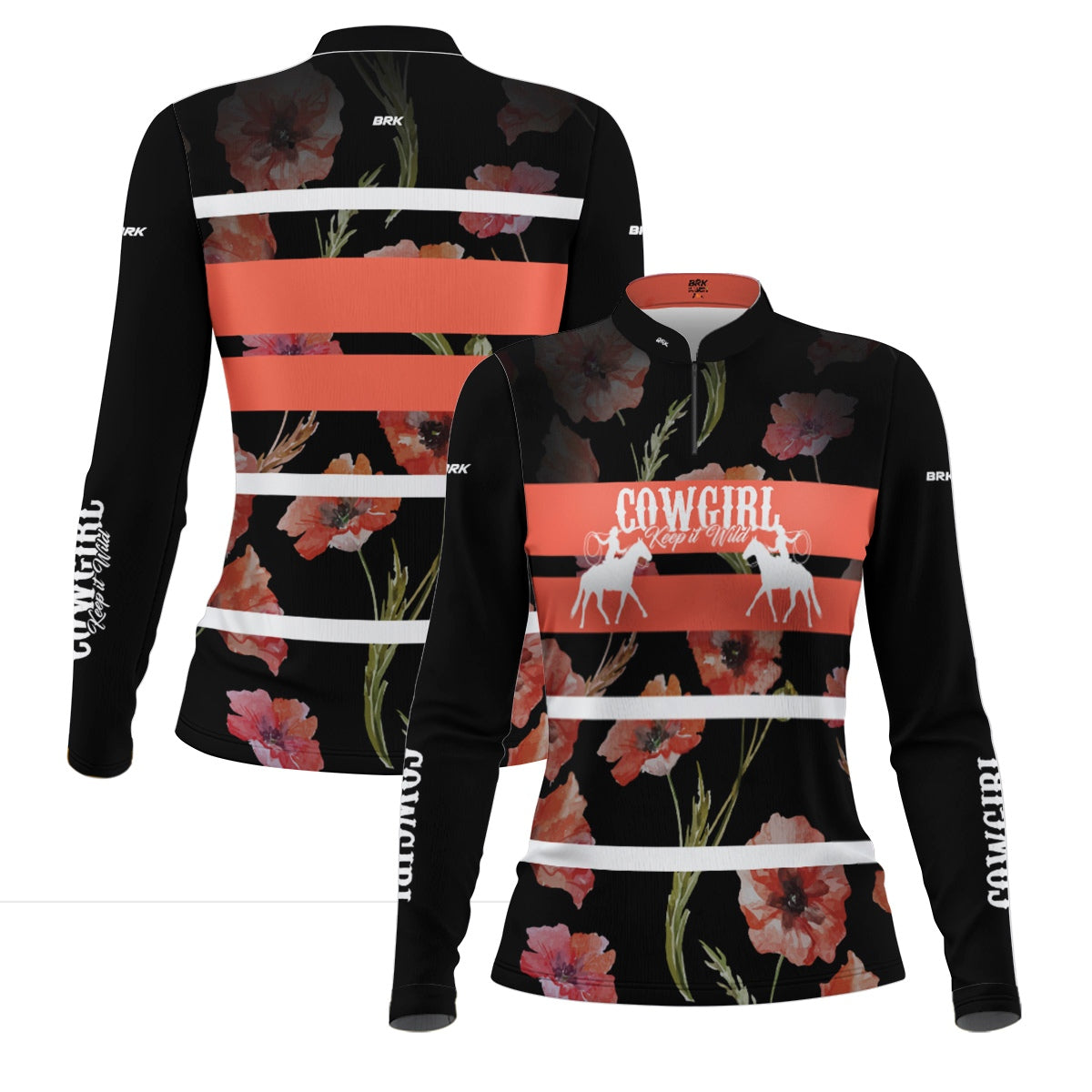 Camisa Feminina Agro Brk Cowgirl Preta com Proteção Solar UV50+ - Brk Agro