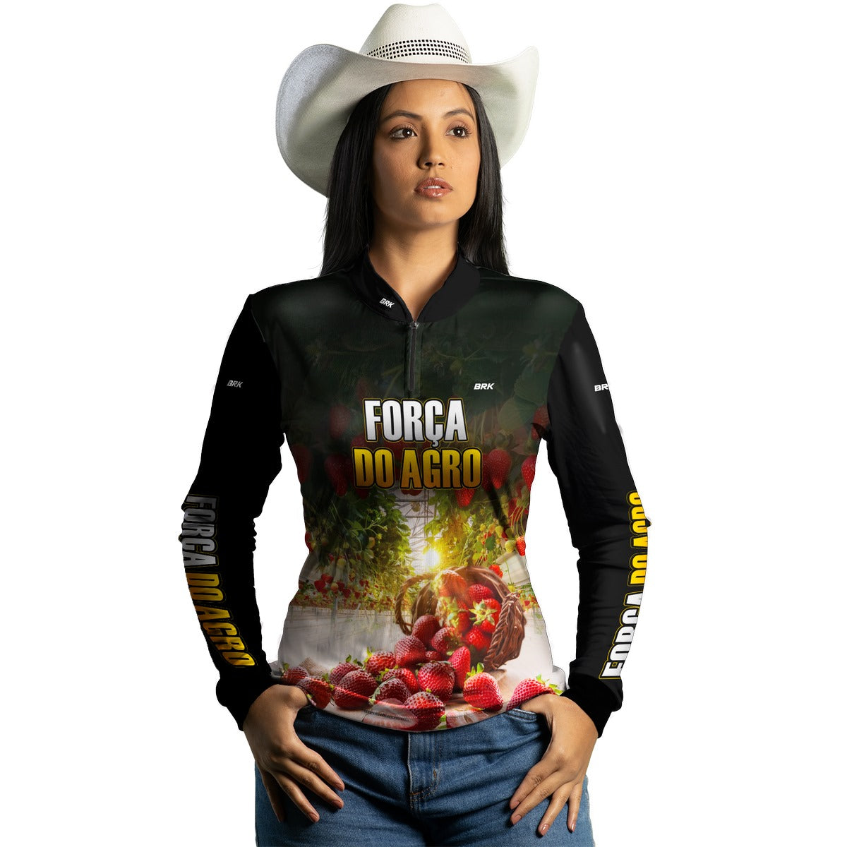 Camisa Feminina Agro Brk Força do Agro Morango com UV50+ - Brk Agro