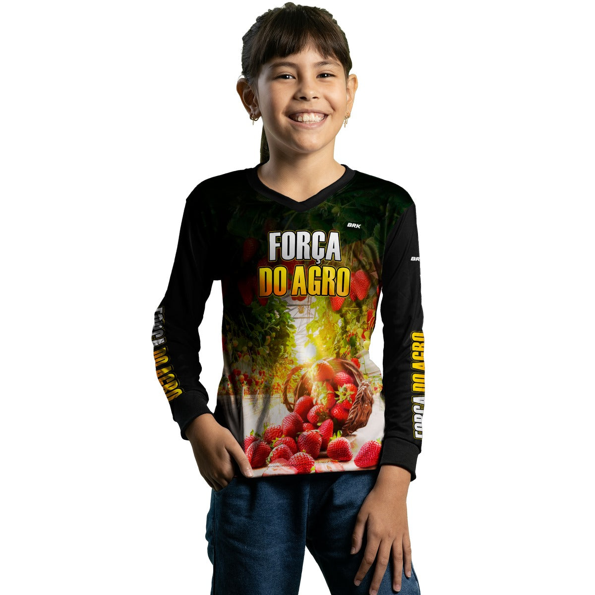 Camisa Infantil Agro Brk Força do Agro Morango com UV50+ - Brk Agro