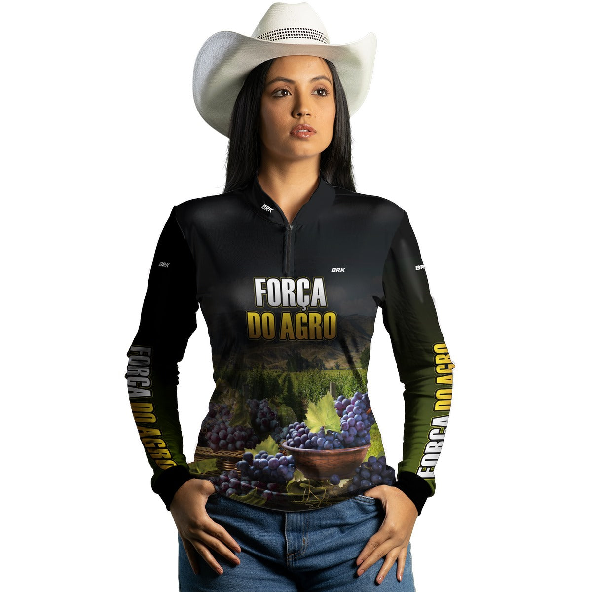 Camisa Feminina Agro Brk Força do Agro Produtor de Uva com UV50+ - Brk Agro