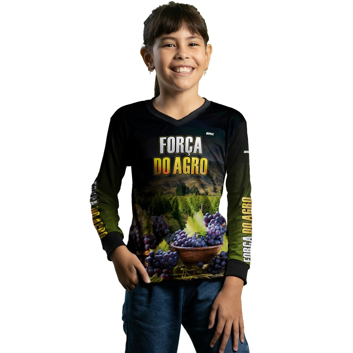 Camisa Infantil Agro Brk Força do Agro Produtor de Uva com UV50+ - Brk Agro
