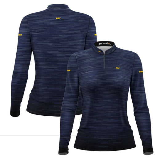 Camisa Agro Feminina Brk Mescla Azul Escuro com Proteção Solar UV50+ - Brk Agro