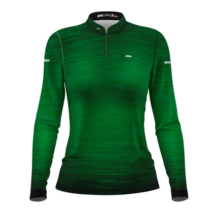Camisa Agro Feminina Brk Mescla Verde Escuro com Proteção Solar UV50+ - Brk Agro