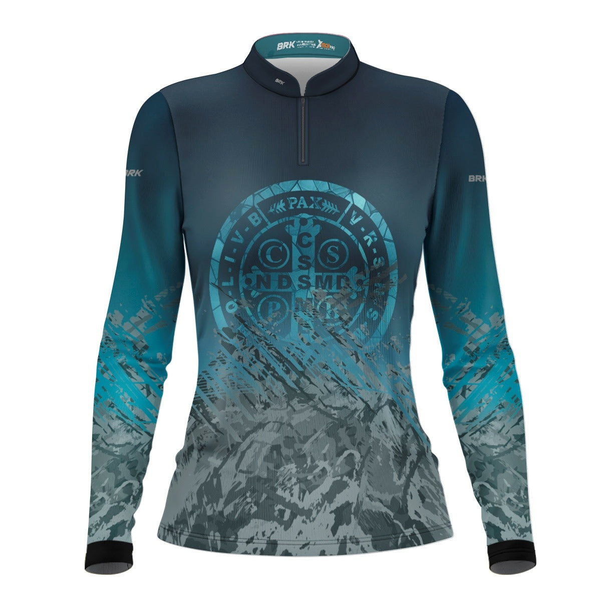 Camisa Feminina Agro Brk São Bento Ciano Escuro com Proteção Solar UV50+ - Brk Agro