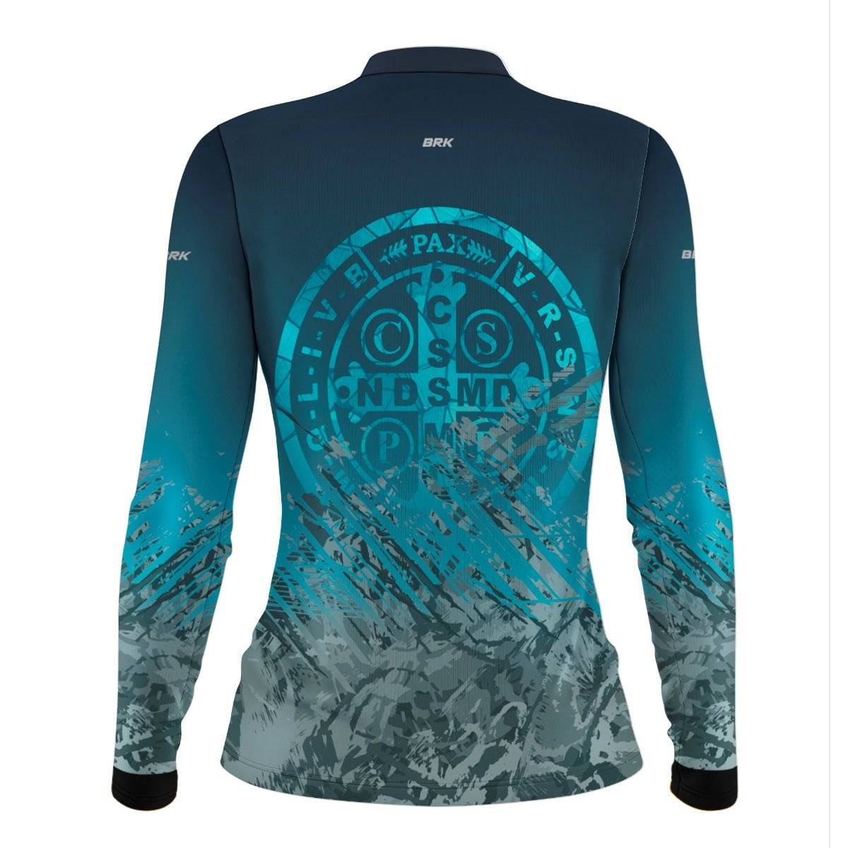 Camisa Feminina Agro Brk São Bento Ciano Escuro com Proteção Solar UV50+ - Brk Agro