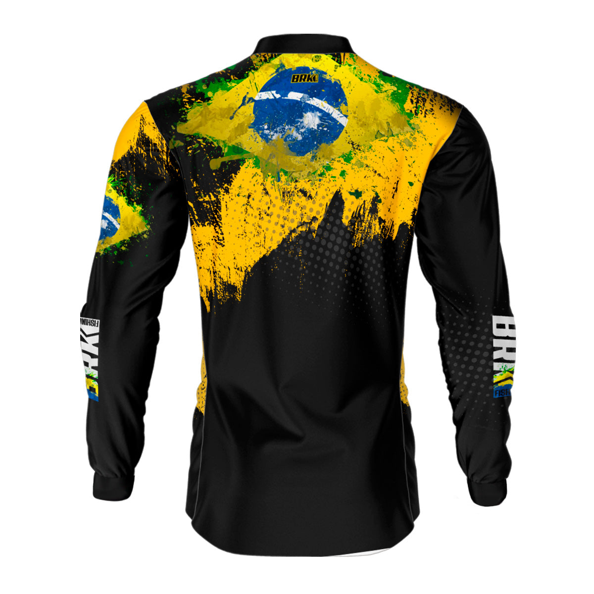 Camisa de Pesca Brk Preto e Amarelo com Proteção Solar UV50+ - Brk Agro