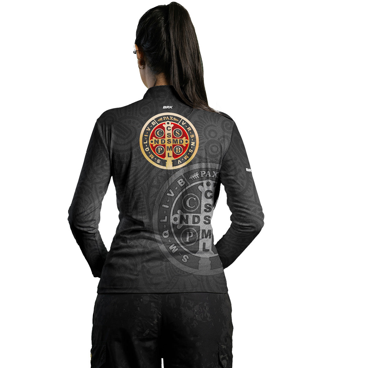 Camisa Feminina Agro  Brk São Bento Dourado Preta com Proteção Solar UV50+ - Brk Agro