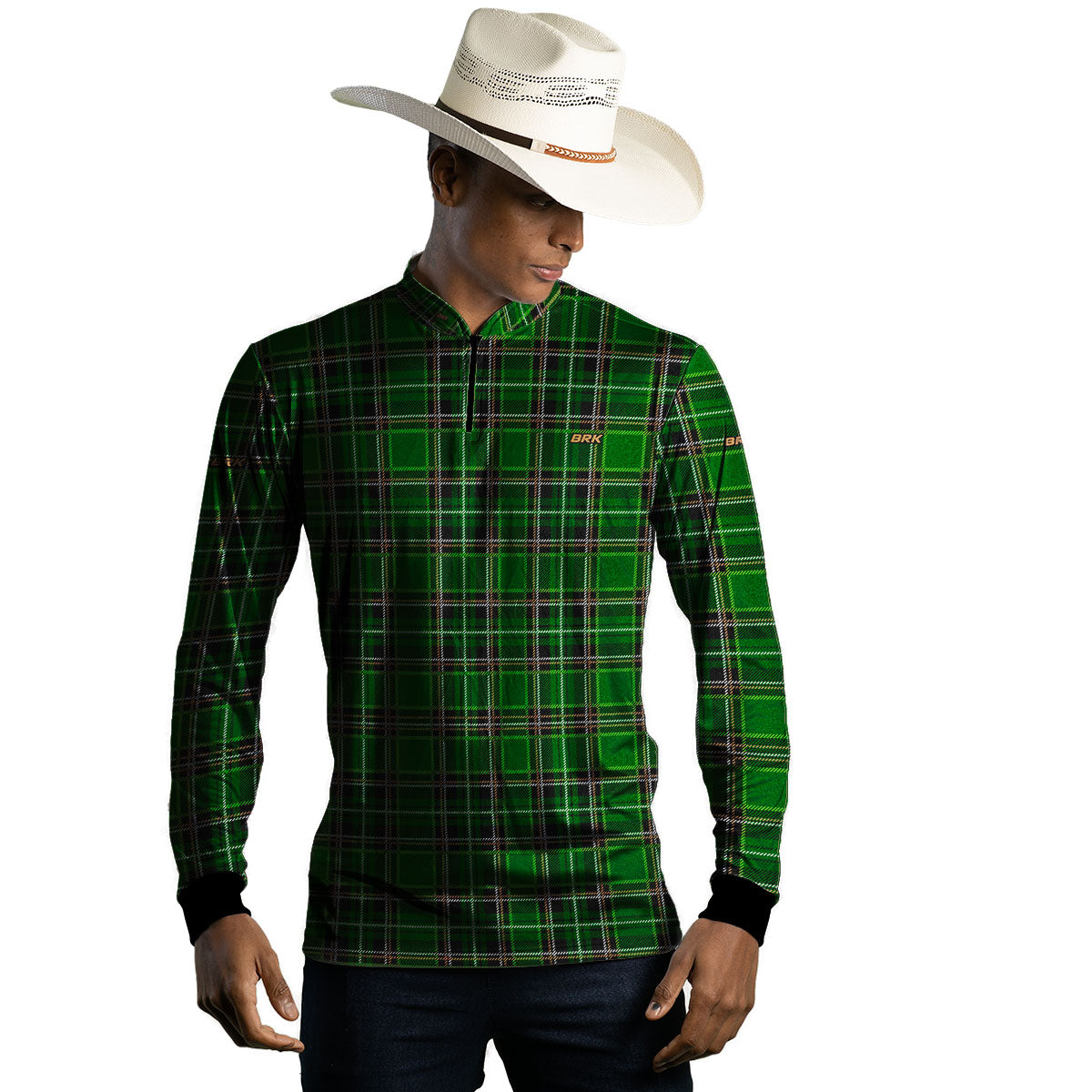 Camisa Country Brk Xadrez Verde com Proteção Solar UV50+ - Brk Agro