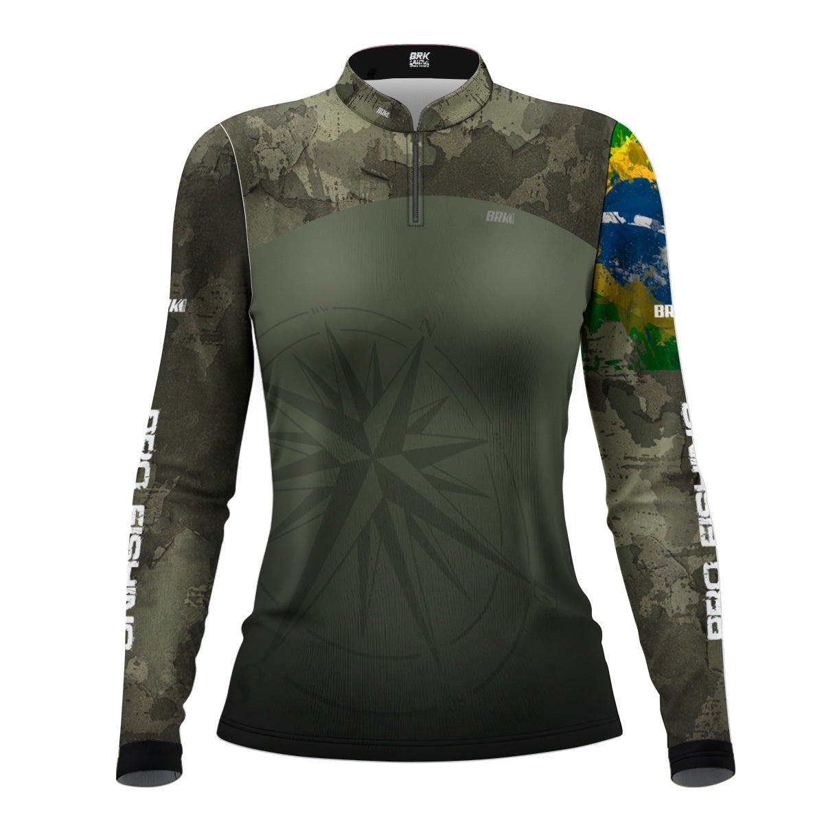 Camisa Feminina  Agro Brk Bussola Brasil Camuflada com Proteção Solar UV50+ - Brk Agro