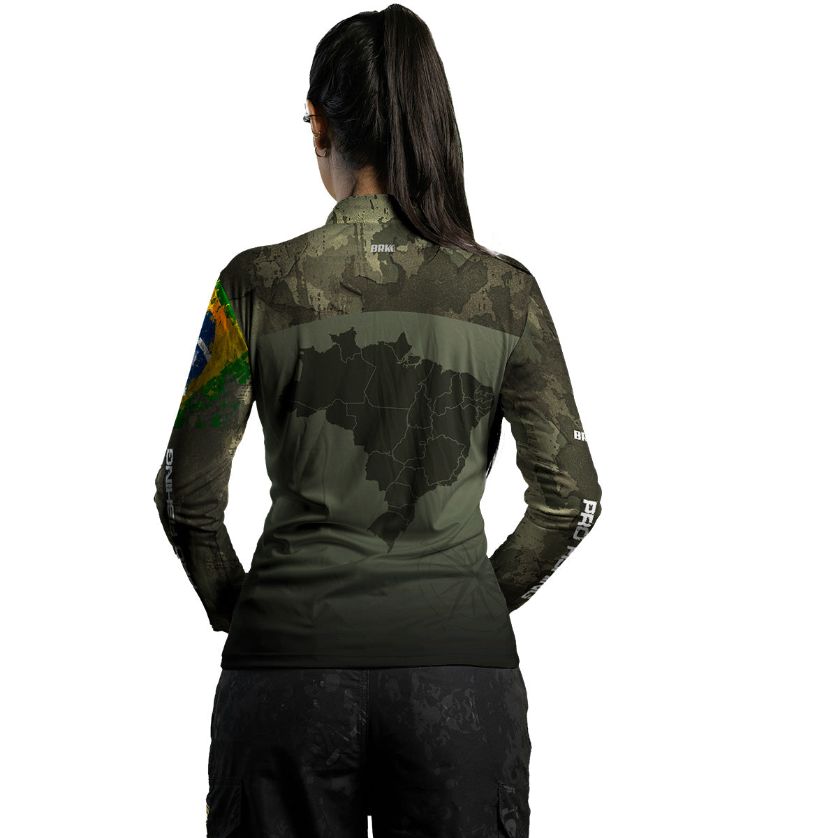 Camisa Feminina  Agro Brk Bussola Brasil Camuflada com Proteção Solar UV50+ - Brk Agro