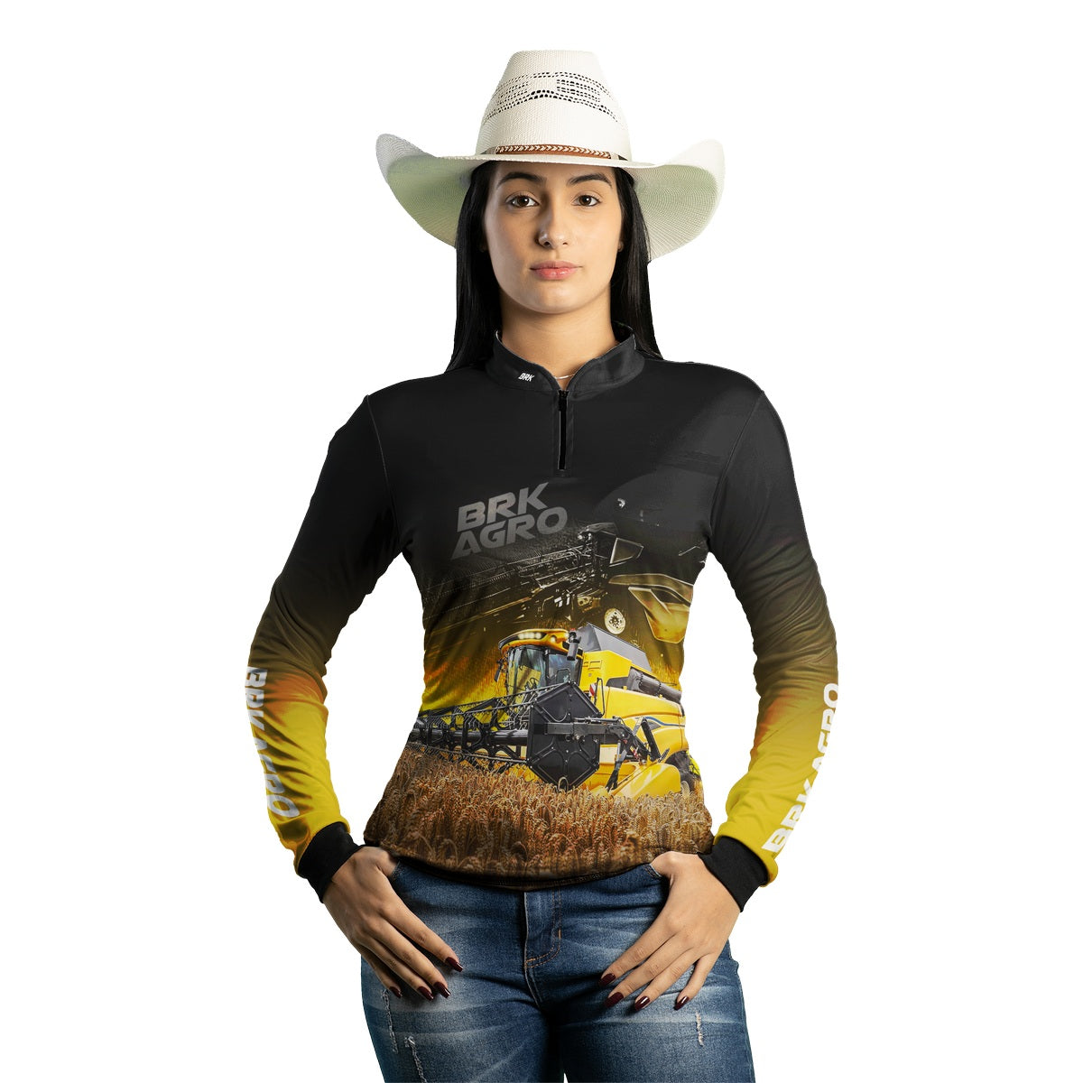 Camisa Agro Feminina Brk Colheitadeira CR11 com Proteção Solar UV50+ - Brk Agro
