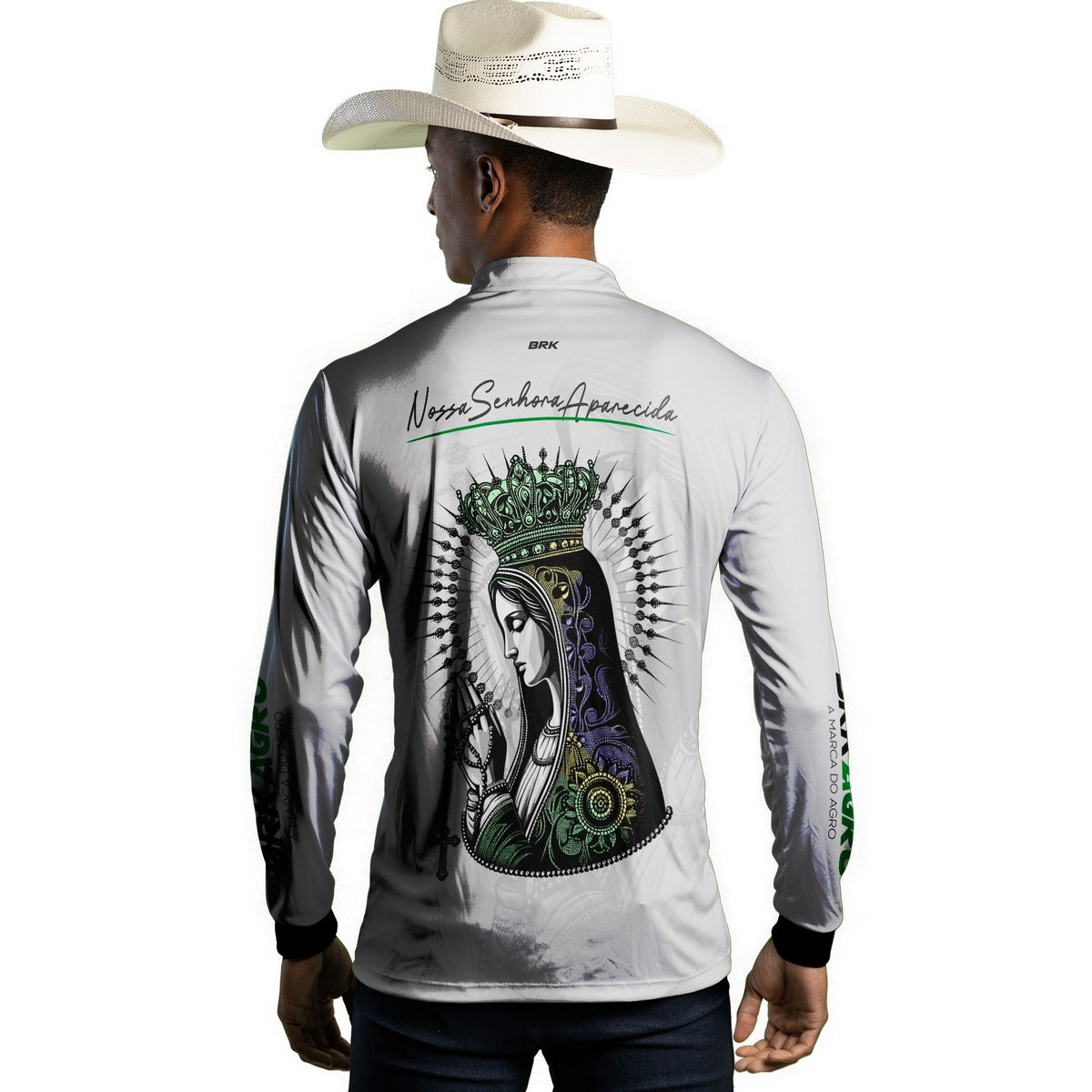 Camisa Agro Brk Feminina Branca Padroeira com Proteção Solar UV50+ - Brk Agro