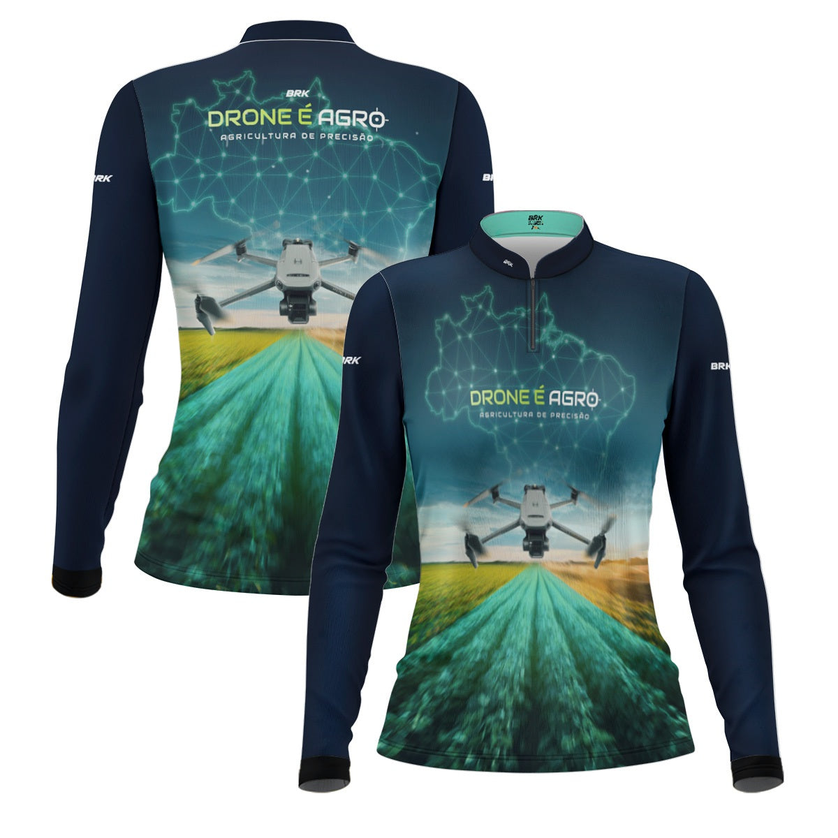 Camisa Agro Feminina Brk Drone de Mapeamento Mavic 3 com Proteção Solar UV50+ - Brk Agro