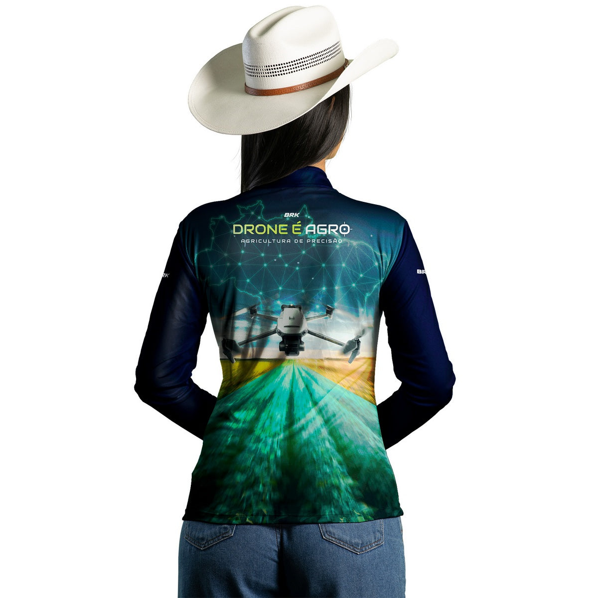 Camisa Agro Feminina Brk Drone de Mapeamento Mavic 3 com Proteção Solar UV50+ - Brk Agro