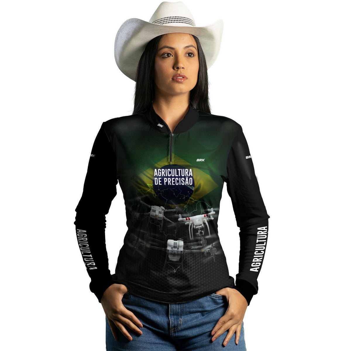 Camisa Agro Feminina Brk Drones T40 e Phantom T10 com Proteção Solar UV50+ - Brk Agro
