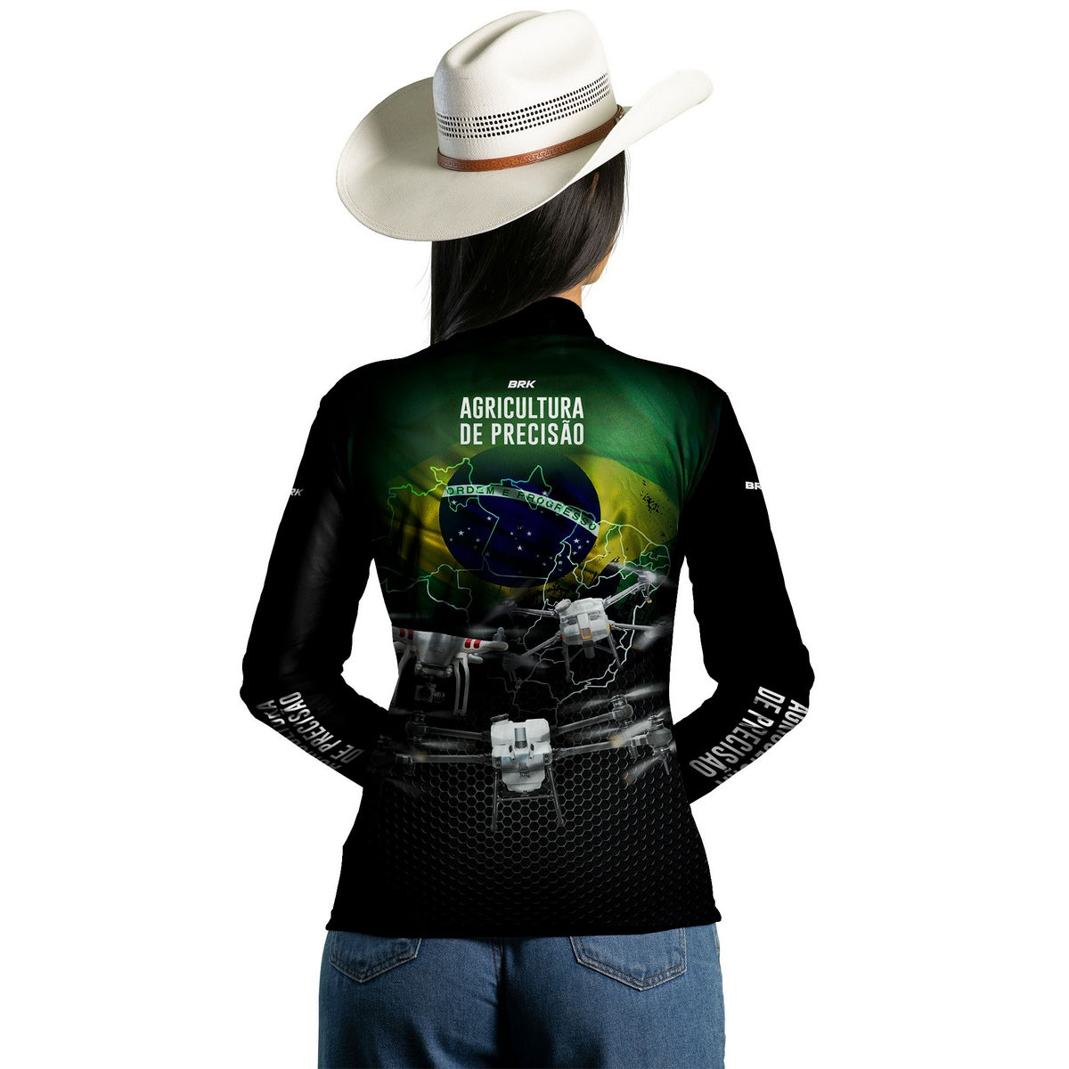 Camisa Agro Feminina Brk Drones T40 e Phantom T10 com Proteção Solar UV50+ - Brk Agro