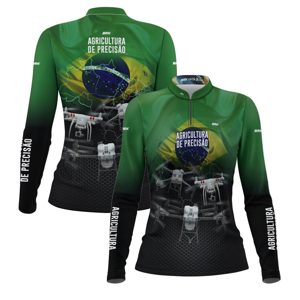 Camisa Agro Feminina Brk Drones T40 e Phantom T10 com Proteção Solar UV50+ - Brk Agro