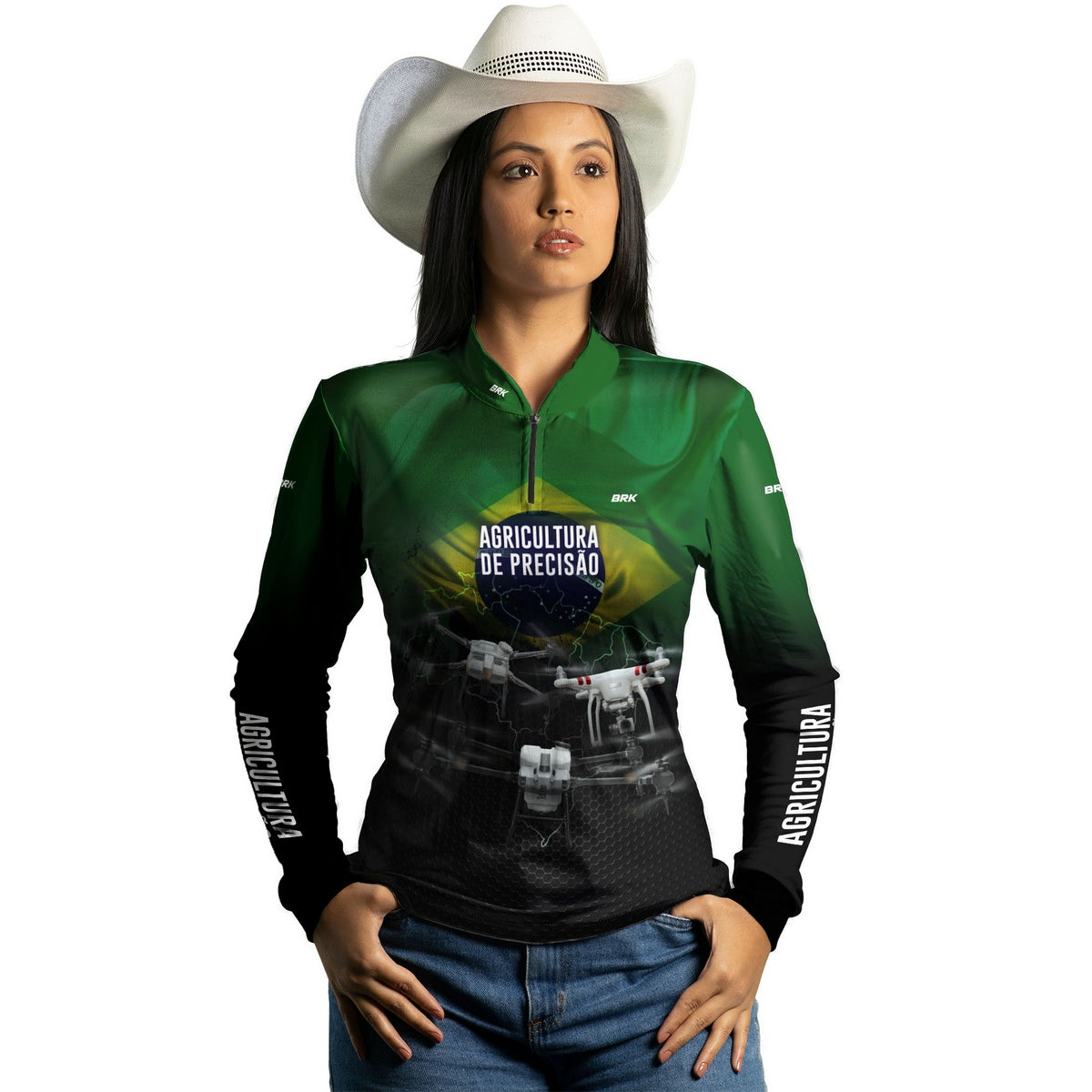 Camisa Agro Feminina Brk Drones T40 e Phantom T10 com Proteção Solar UV50+ - Brk Agro