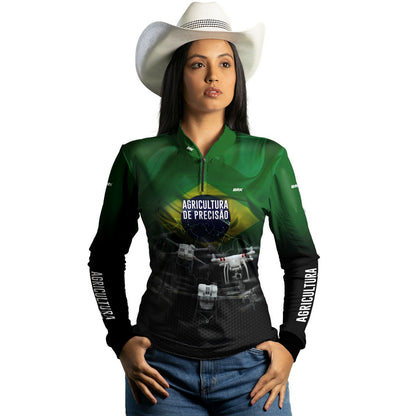 Camisa Agro Feminina Brk Drones T40 e Phantom T10 com Proteção Solar UV50+ - Brk Agro