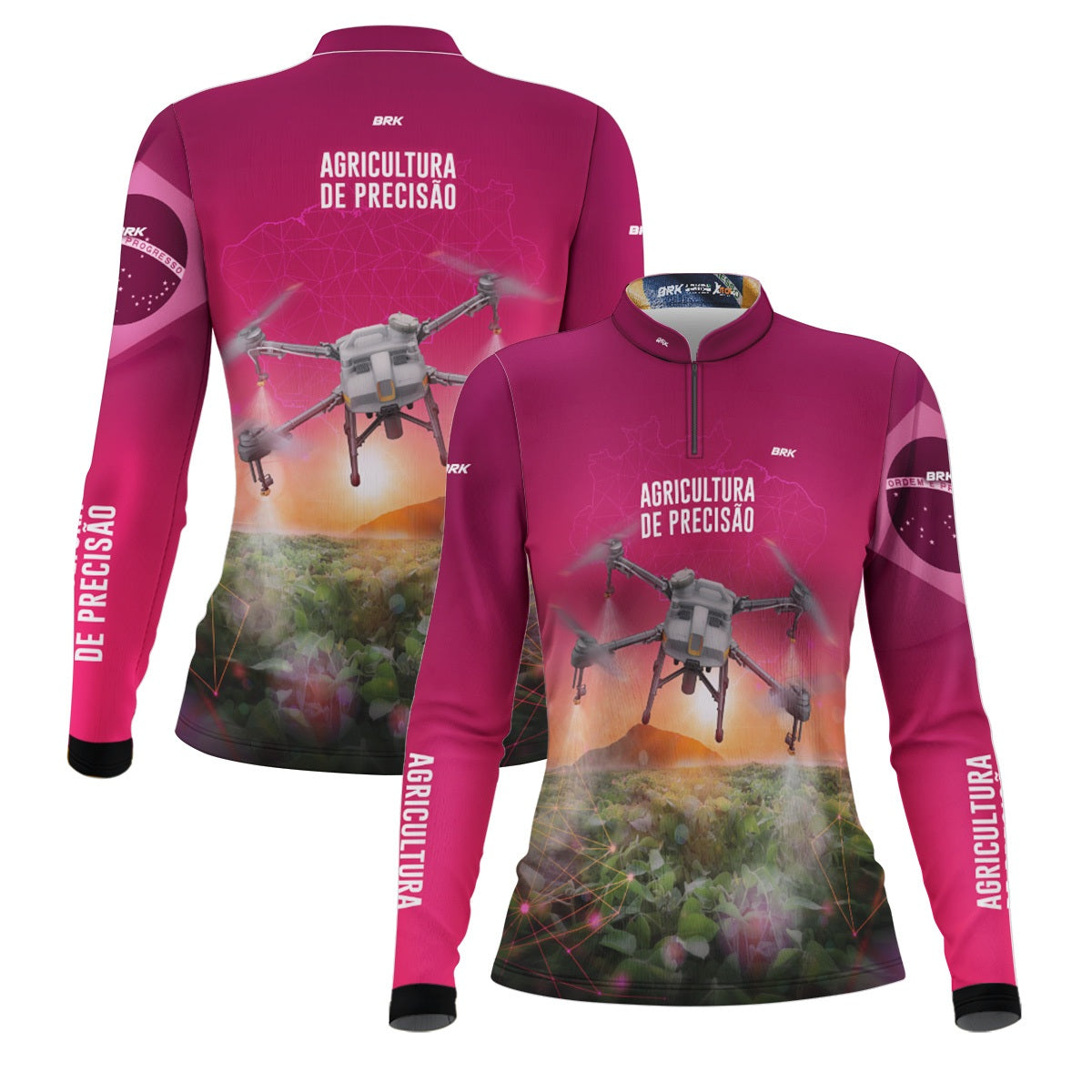 Camisa Agro Feminina Brk Rosa Drone T10 com Proteção Solar UV50+ - Brk Agro