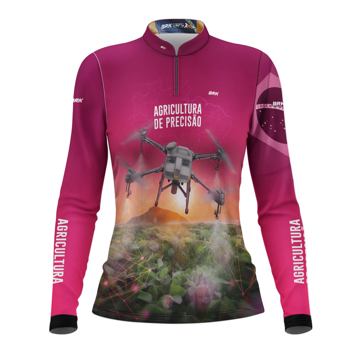 Camisa Agro Feminina Brk Rosa Drone T10 com Proteção Solar UV50+ - Brk Agro