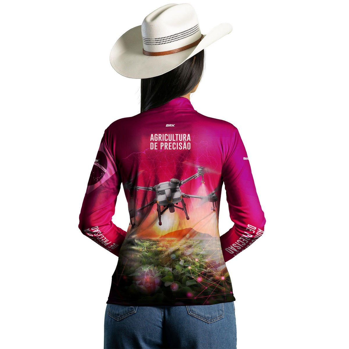Camisa Agro Feminina Brk Rosa Drone T10 com Proteção Solar UV50+ - Brk Agro