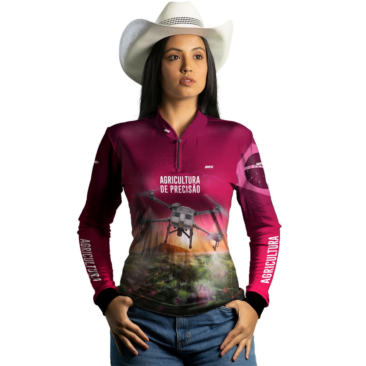 Camisa Agro Feminina Brk Rosa Drone T10 com Proteção Solar UV50+ - Brk Agro