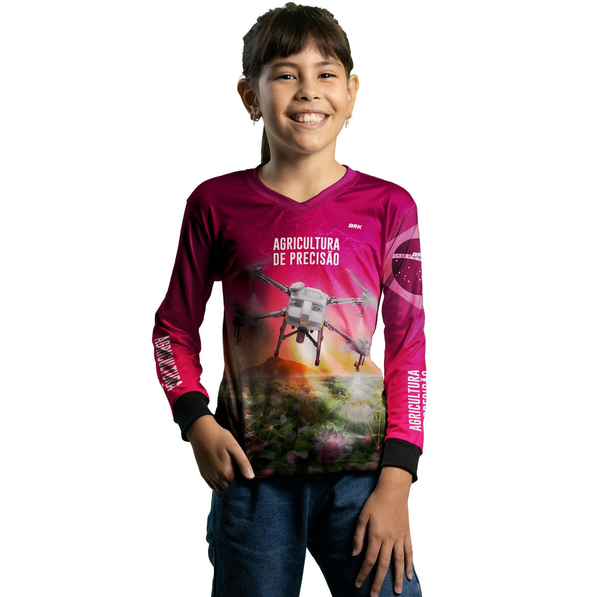 Camisa Agro Feminina Brk Rosa Drone T10 com Proteção Solar UV50+ - Brk Agro