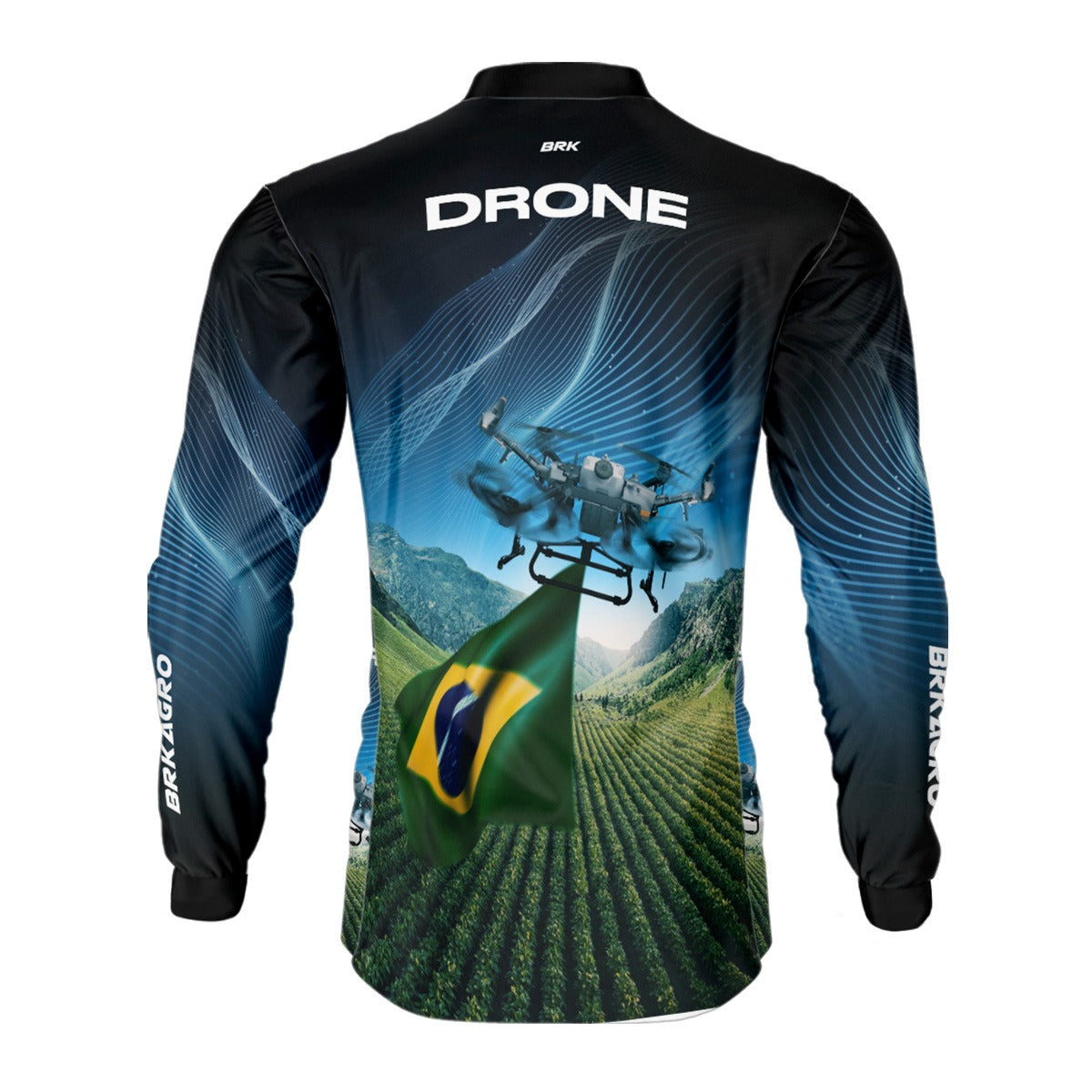 Camisa Agro Brk Drone Bandeira do Brasil com Proteção Solar UV50+ - Brk Agro