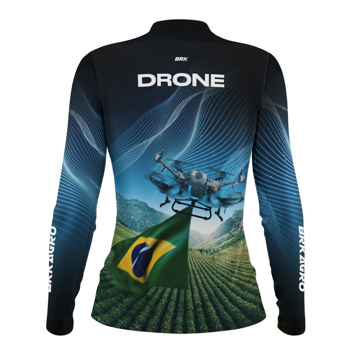 Camisa Agro Feminina Brk Drone Bandeira do Brasil com Proteção Solar UV50+ - Brk Agro