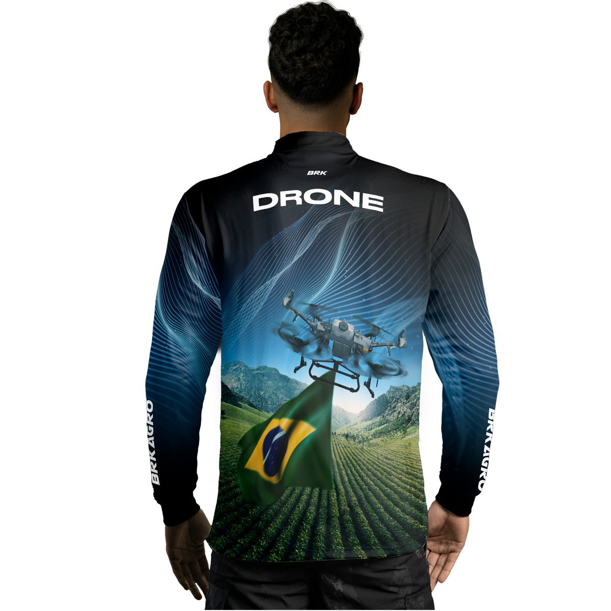 Camisa Agro Brk Drone Bandeira do Brasil com Proteção Solar UV50+ - Brk Agro