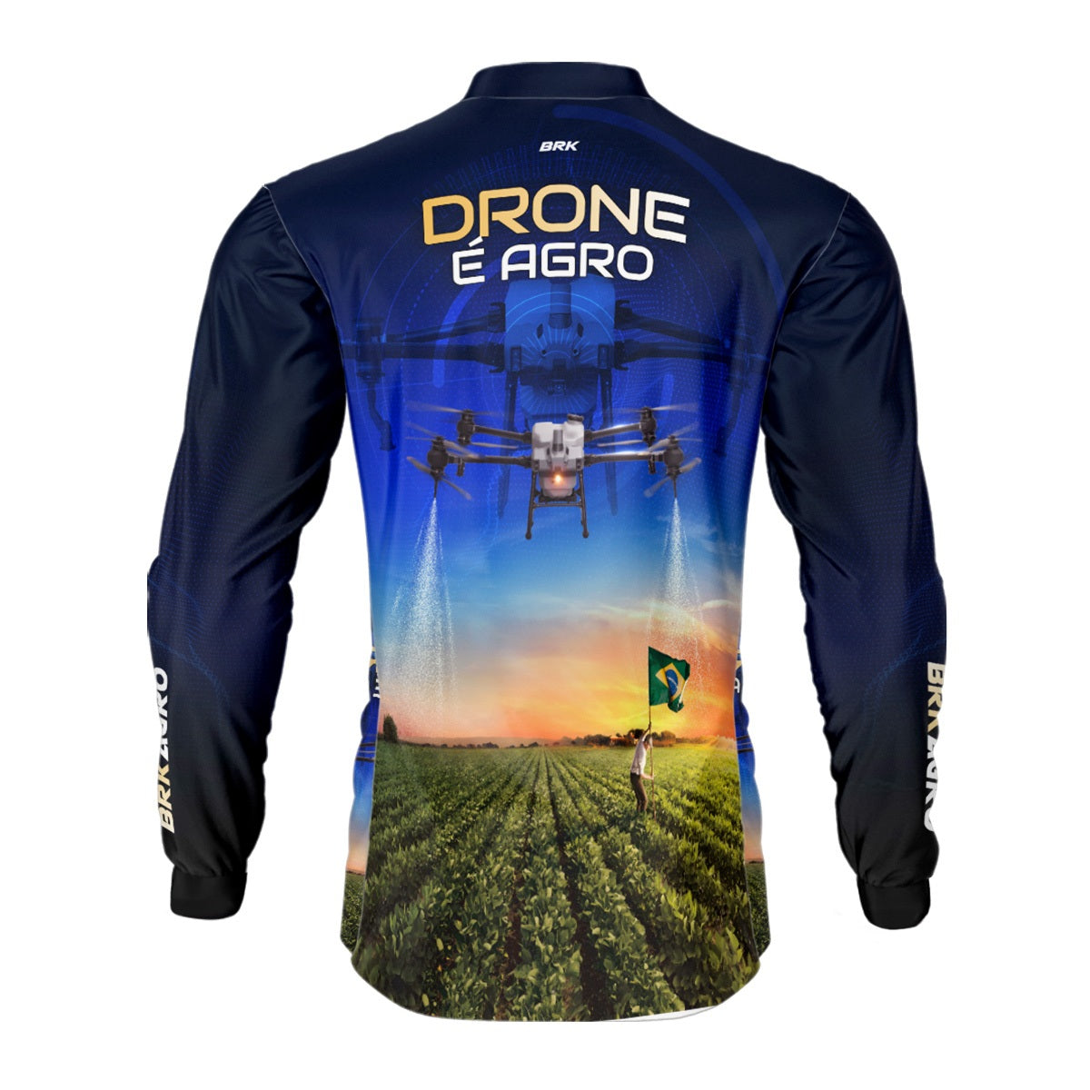 Camisa Agro Brk Drone Bandeira do Brasil com Proteção Solar UV50+ - Brk Agro