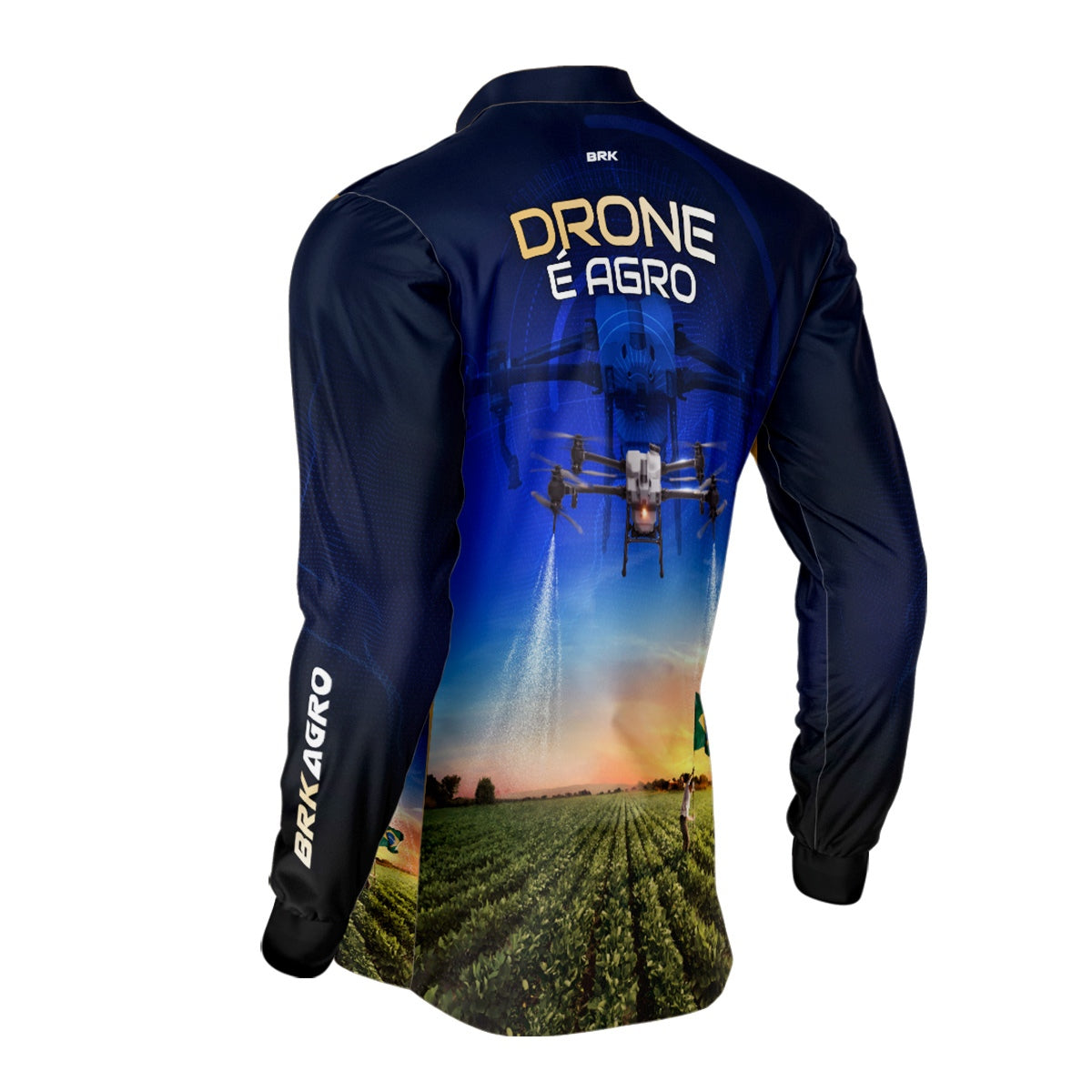 Camisa Agro Brk Drone Bandeira do Brasil com Proteção Solar UV50+ - Brk Agro