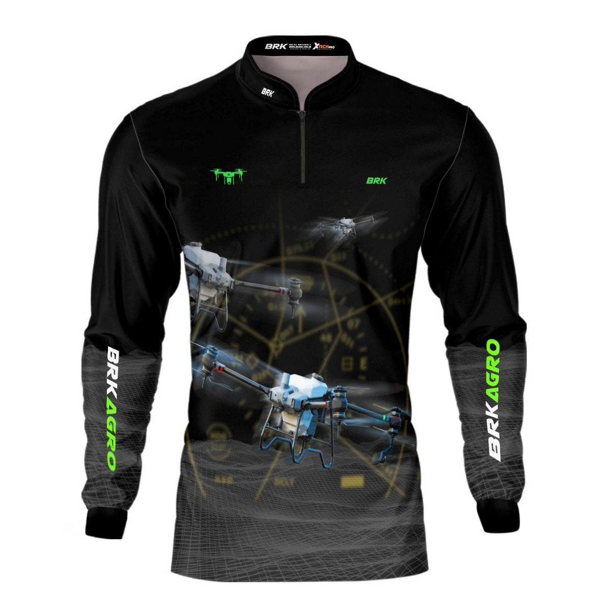 Camisa Agro Brk Drone T40 Air Force Preto com Proteção Solar UV50+ - Brk Agro
