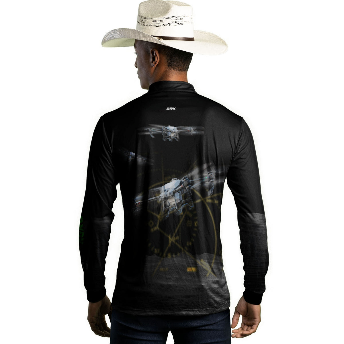 Camisa Agro Brk Drone T40 Air Force Preto com Proteção Solar UV50+ - Brk Agro