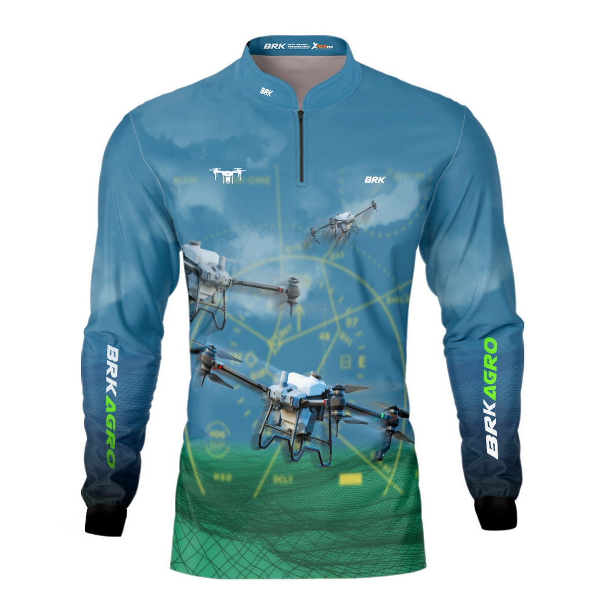 Camisa Agro Brk Drone T40 Air Force Azul com Proteção Solar UV50+ - Brk Agro