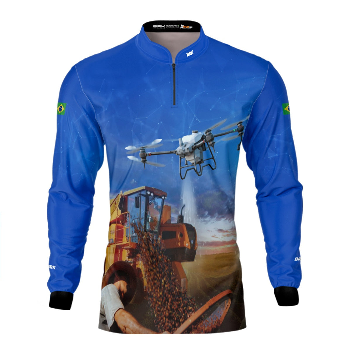 Camisa Agro Brk Pulverização Café com Proteção Solar UV50+ - Brk Agro