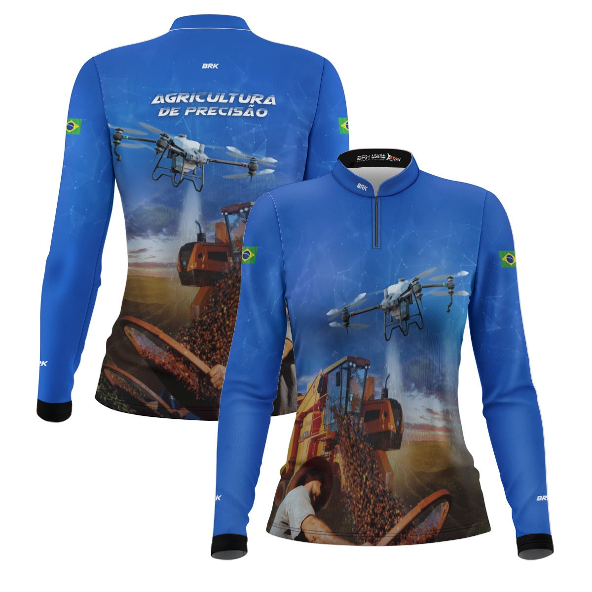 Camisa Agro Feminina Brk Pulverização Café com Proteção Solar UV50+ - Brk Agro