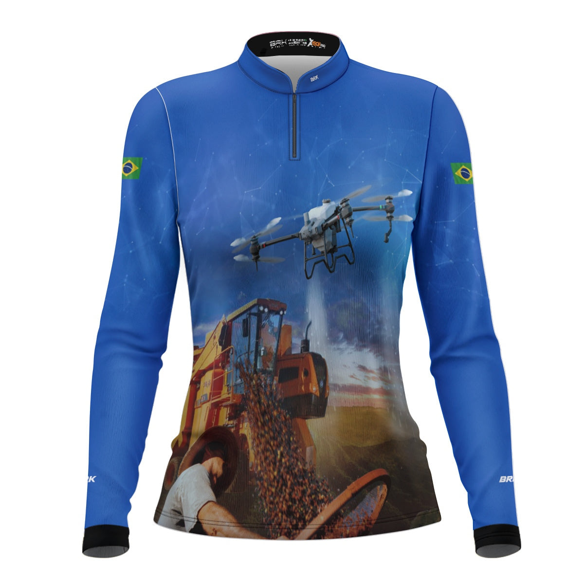 Camisa Agro Feminina Brk Pulverização Café com Proteção Solar UV50+ - Brk Agro