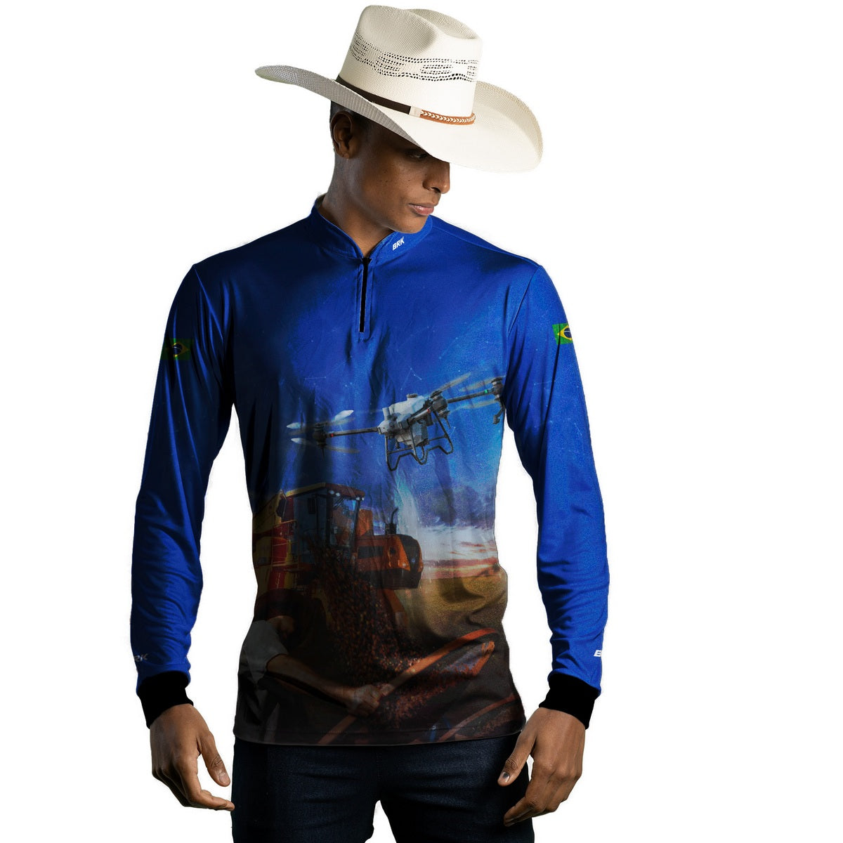 Camisa Agro Brk Pulverização Café com Proteção Solar UV50+ - Brk Agro