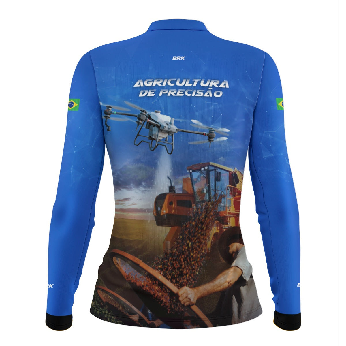 Camisa Agro Feminina Brk Pulverização Café com Proteção Solar UV50+ - Brk Agro