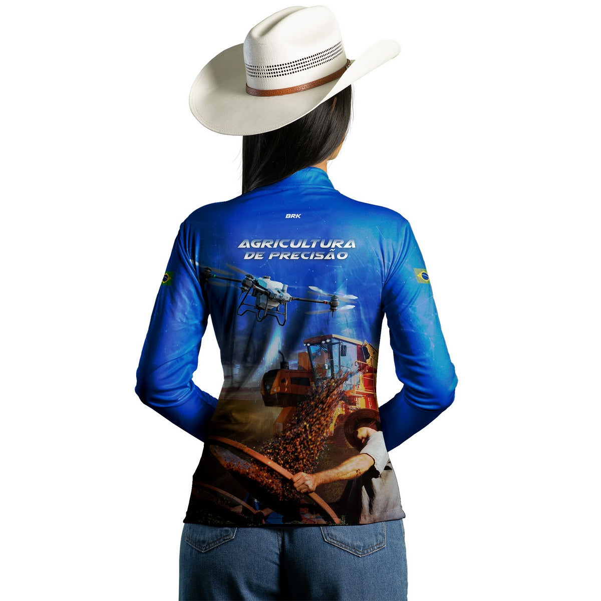 Camisa Agro Feminina Brk Pulverização Café com Proteção Solar UV50+ - Brk Agro